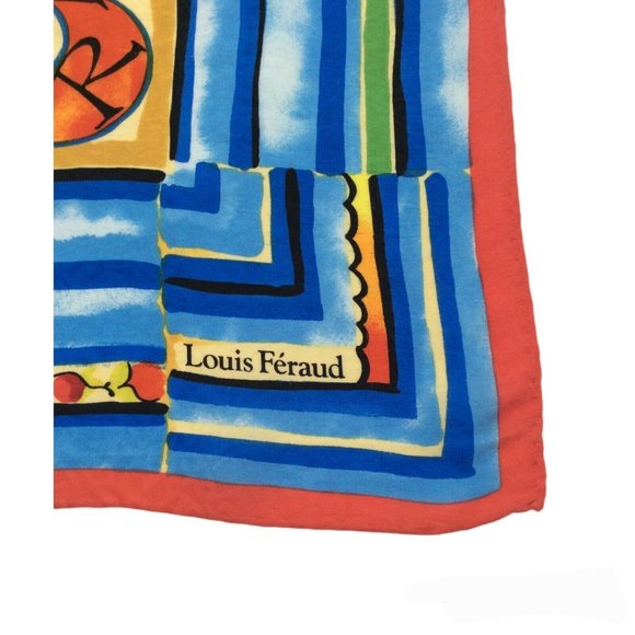 LOUIS FERAUD MutLicolor Fruit & Flower Print Silk Scarf 35"/34,5" EX COND - Picture 3 of 10